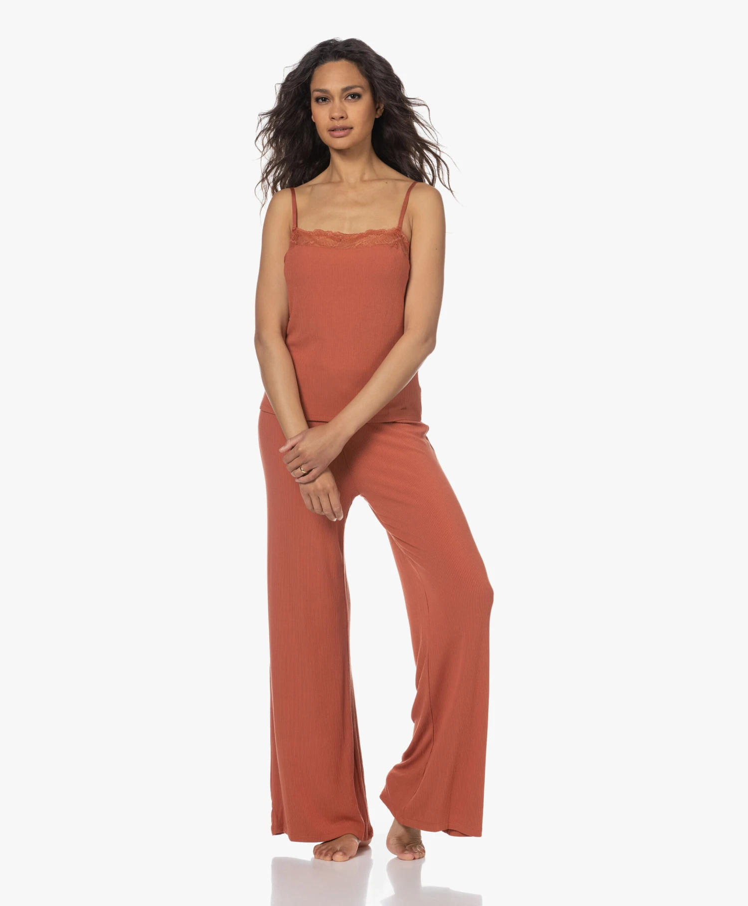 Calvin Klein Modal Rib Jersey Camisole Met Kant - Copper 10 Calvin Klein Modal Rib Jersey Camisole Met Kant - Copper - Afbeelding 10