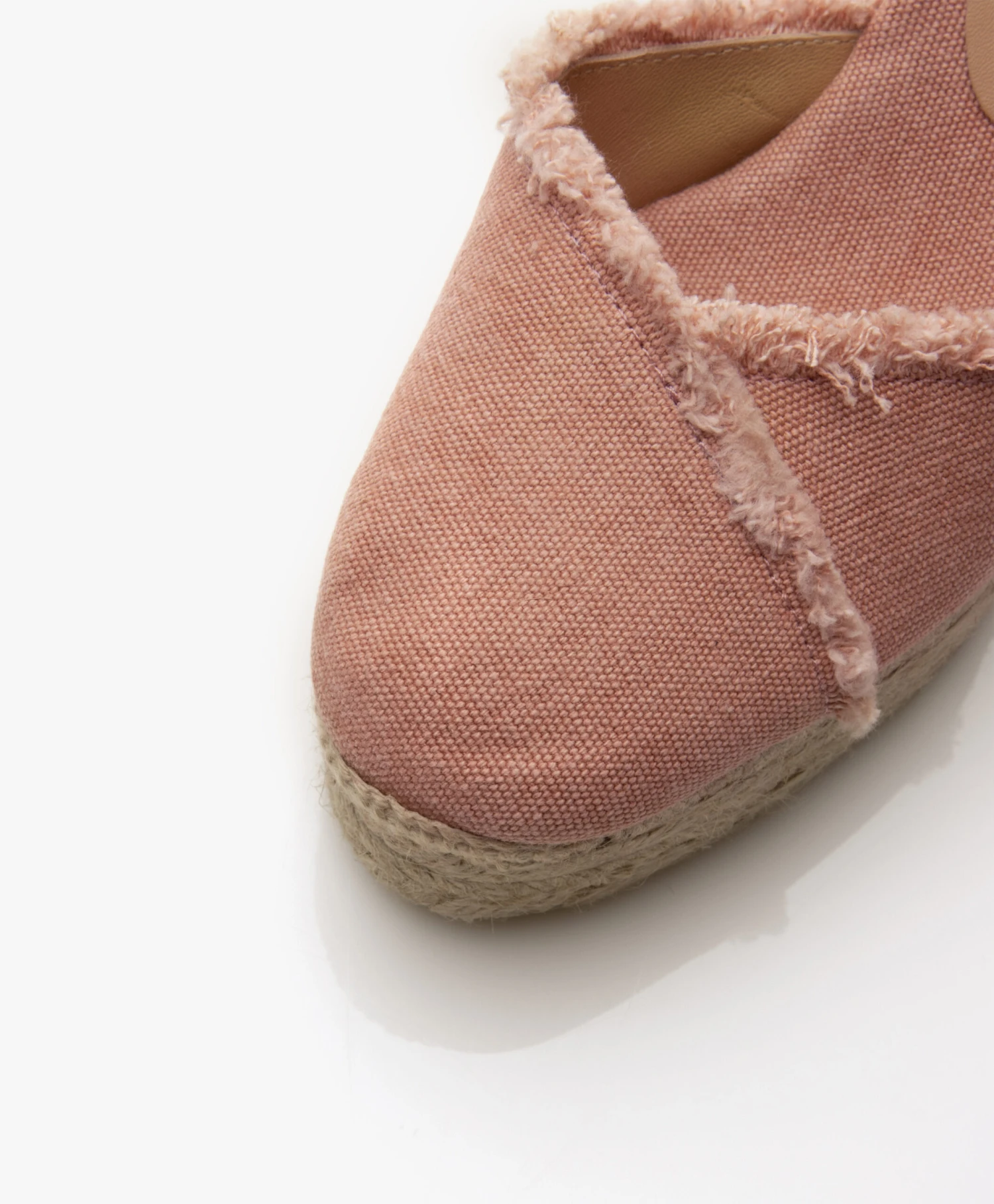 Castañer Clarina Raw Edge Sleehak Espadrilles - Rosa Empolvado 3 Castañer Clarina Raw Edge Sleehak Espadrilles - Rosa Empolvado - Afbeelding 3