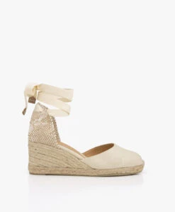 Castañer Carina 7Cm Canvas Sleehak Espadrilles - Ivoor