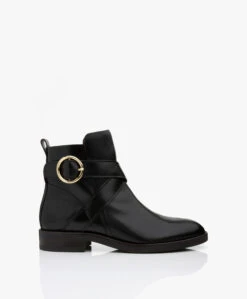 See By Chloé Lyna Leren Enkellaarzen - Zwart