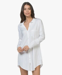 Hanro Cotton Deluxe Jersey Boyfriend Pyjamashirt - Wit 13 Hanro Cotton Deluxe Jersey Boyfriend Pyjamashirt - Wit -Mode Kleding 181220 HANRO Cotton Deluxe Jersey Boyfriend Pyjamashirt Wit 73