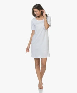 Hanro Cotton Deluxe Jersey Nachthemd - Wit -Mode Kleding 181220 HANRO Cotton Deluxe Jersey Nachthemd Wit 09
