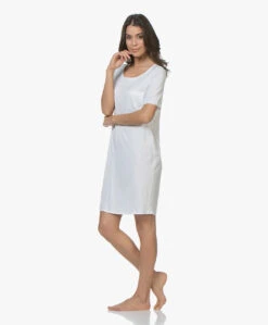 Hanro Cotton Deluxe Jersey Nachthemd - Wit -Mode Kleding 181220 HANRO Cotton Deluxe Jersey Nachthemd Wit 13