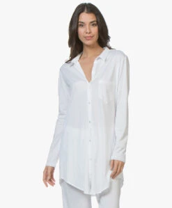 Hanro Cotton Deluxe Jersey Boyfriend Pyjamashirt - Wit 9 Hanro Cotton Deluxe Jersey Boyfriend Pyjamashirt - Wit -Mode Kleding 181220 HANRO Cotton Deluxe Jersey Pyjamabroek Wit 13