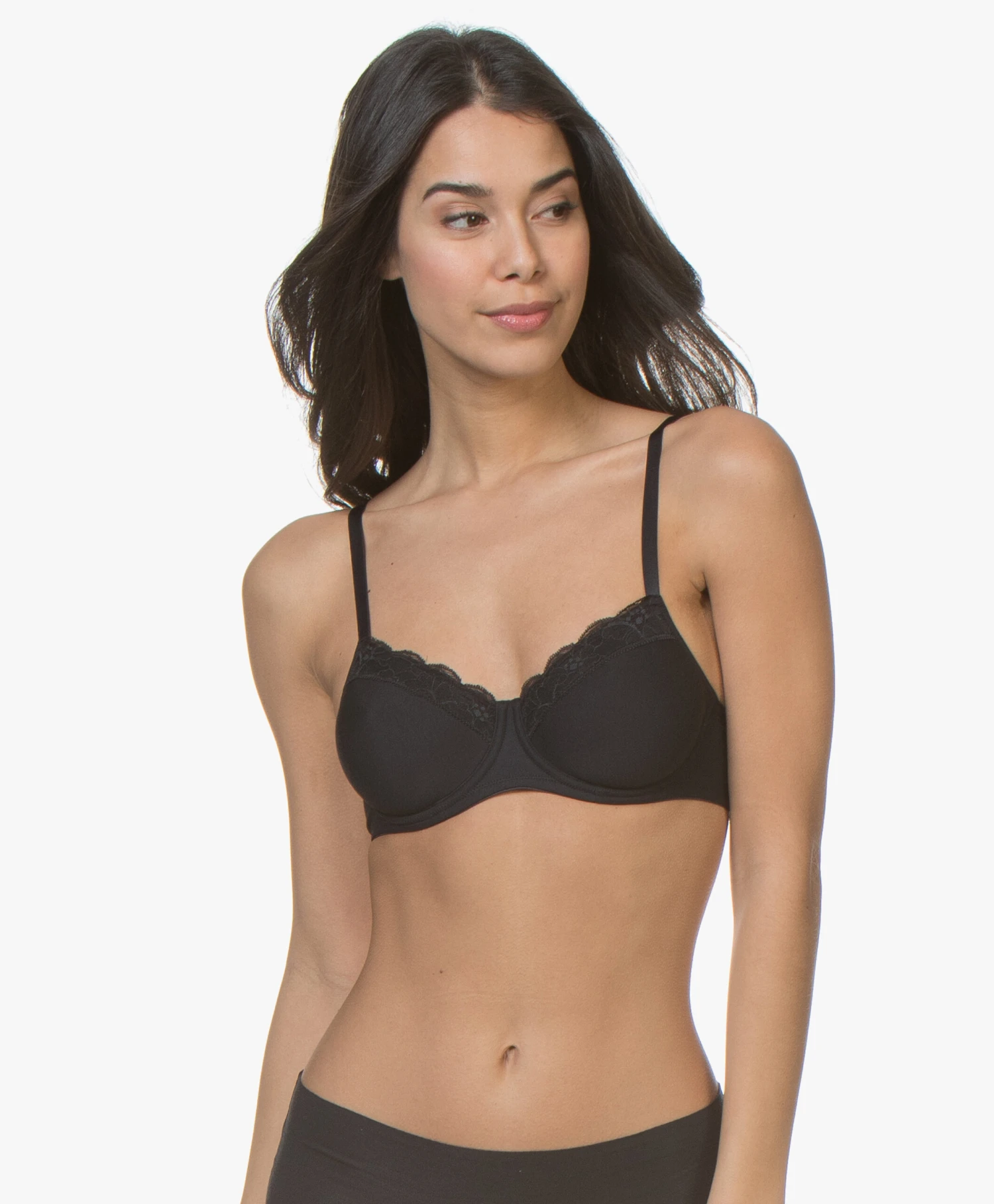 Hanro Cotton Lace T-Shirt Bh - Zwart 7 Hanro Cotton Lace T-Shirt Bh - Zwart - Afbeelding 7