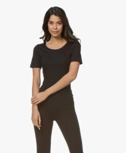 Hanro Soft Touch Modal T-Shirt - Zwart 20 Hanro Soft Touch Modal T-Shirt - Zwart -Mode Kleding 190404 Hanro Shirt 12 Arm Soft Touch Black 11