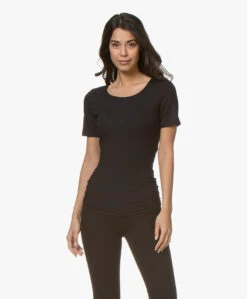 Hanro Soft Touch Modal T-Shirt - Zwart 15 Hanro Soft Touch Modal T-Shirt - Zwart -Mode Kleding 190404 Hanro Shirt 12 Arm Soft Touch Black 57