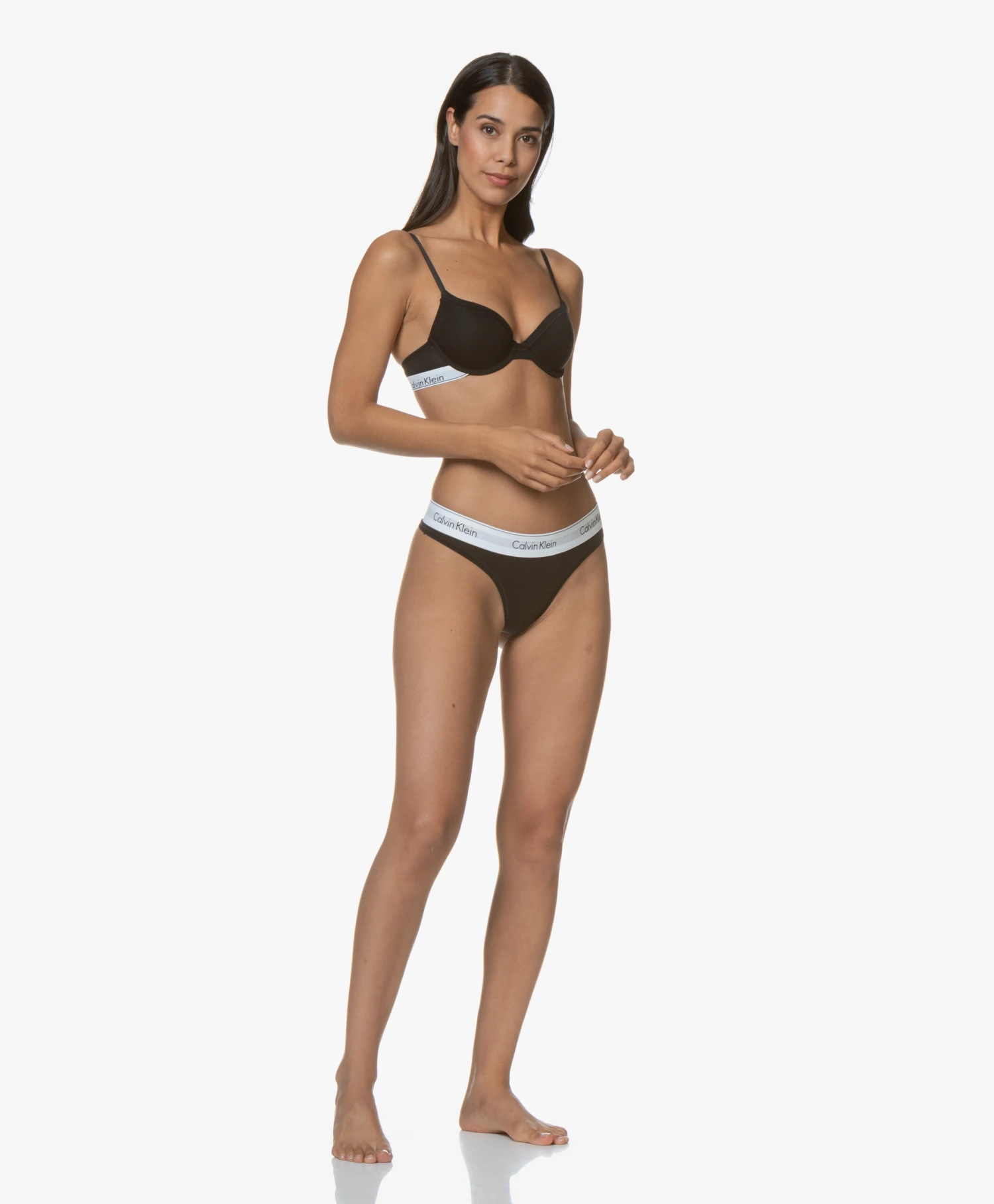 Calvin Klein Modern Cotton T-Shirt Bh - Zwart/Wit 5 Calvin Klein Modern Cotton T-Shirt Bh - Zwart/Wit - Afbeelding 5