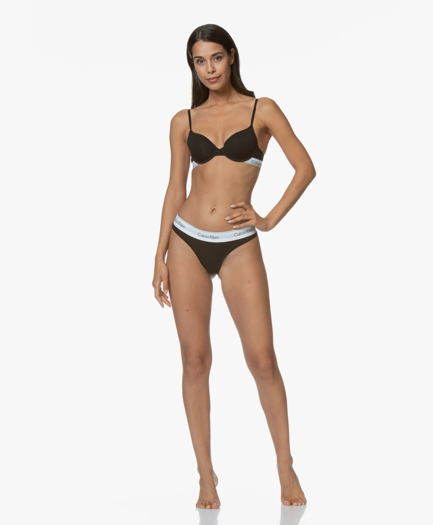 Calvin Klein Modern Cotton T-Shirt Bh - Zwart/Wit 2 Calvin Klein Modern Cotton T-Shirt Bh - Zwart/Wit - Afbeelding 2