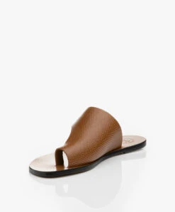 Atp Atelier Rosa Gestructureerde Leren Slippers - Bruin -Mode Kleding 191114 ATP Atelier Rosa Printed Watersnake Brown 06