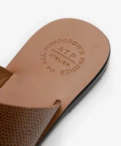 Atp Atelier Rosa Gestructureerde Leren Slippers - Bruin -Mode Kleding 191114 ATP Atelier Rosa Printed Watersnake Brown 08