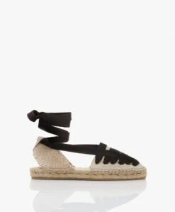 Castañer Jean Espadrille Sandalen - Ivoor/Zwart