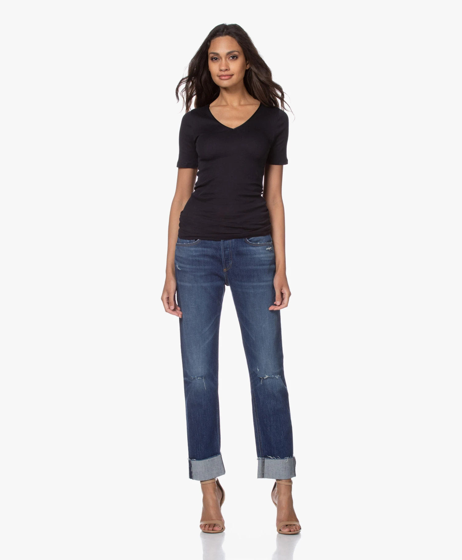 Hanro Cotton Seamless V-Hals T-Shirt - Zwart 6 Hanro Cotton Seamless V-Hals T-Shirt - Zwart - Afbeelding 6