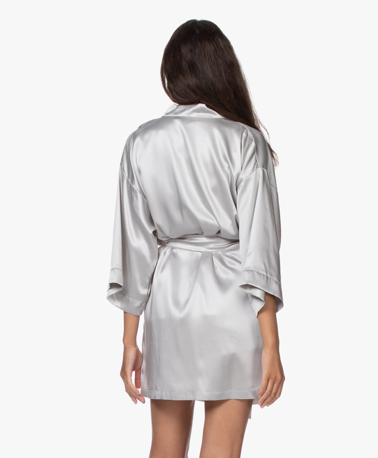 By Dariia Day Mulberry Zijden Kimono - Zilvergrijs 5 By Dariia Day Mulberry Zijden Kimono - Zilvergrijs - Afbeelding 5