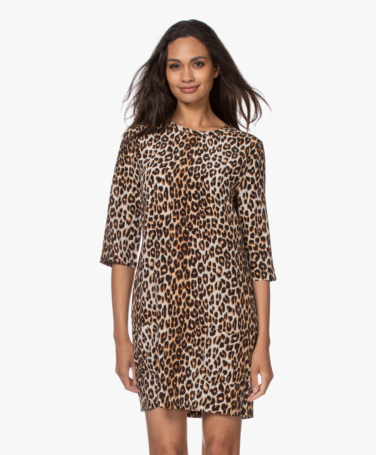 Equipment Aubrey Zijden Mini Jurk Met Luipaardprint - Beige 2 Equipment Aubrey Zijden Mini Jurk Met Luipaardprint - Beige - Afbeelding 2