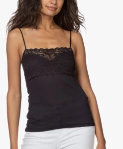 Hanro Katoenen Moments Spaghetti Top - Zwart -Mode Kleding 200715 2568ac94 7451 4565 8002 e6d276bdcfbc