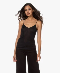 Hanro Wol-Zijde Spaghettitop - Zwart