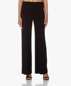 Norma Kamali Tech Jersey Wijde Pijpen Broek - Zwart