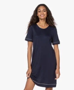 Hanro Natural Comfort Tencel Nachthemd - Deep Navy -Mode Kleding 201105 18ed39f3 76a4 41de afec 51b6f4b074d1