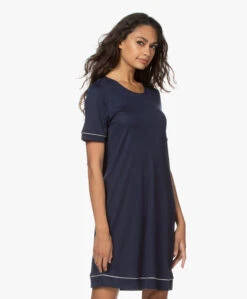 Hanro Natural Comfort Tencel Nachthemd - Deep Navy -Mode Kleding 201105 dbc0df8b 3d96 4ffb 84a7 564d4add1356