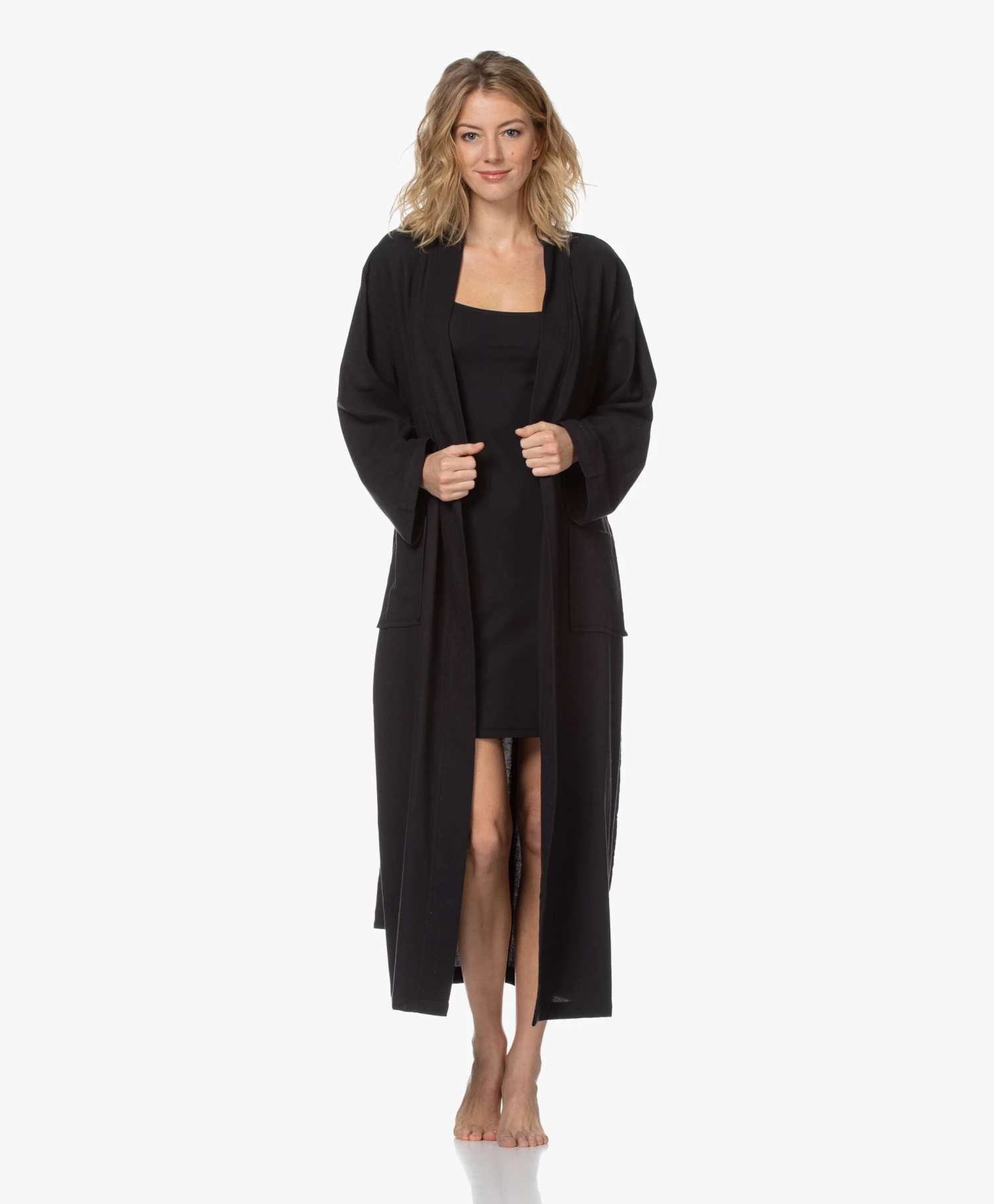 Hammam34 The Pheasant Lange Katoenen Kimono - Zwart 7 Hammam34 The Pheasant Lange Katoenen Kimono - Zwart - Afbeelding 7