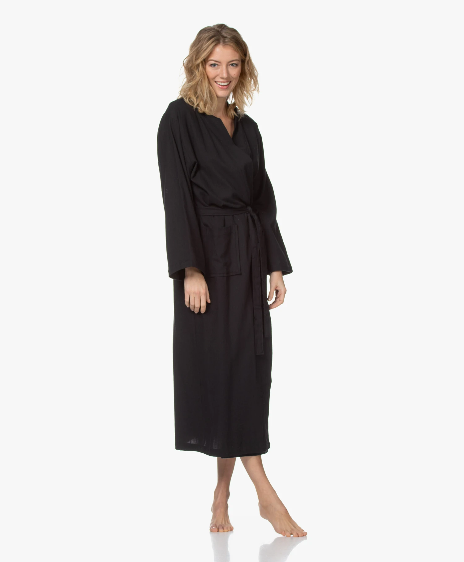 Hammam34 The Pheasant Lange Katoenen Kimono - Zwart 10 Hammam34 The Pheasant Lange Katoenen Kimono - Zwart - Afbeelding 10