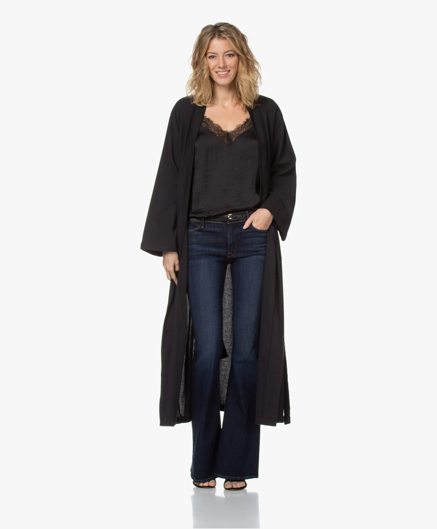 Hammam34 The Pheasant Lange Katoenen Kimono - Zwart 9 Hammam34 The Pheasant Lange Katoenen Kimono - Zwart - Afbeelding 9