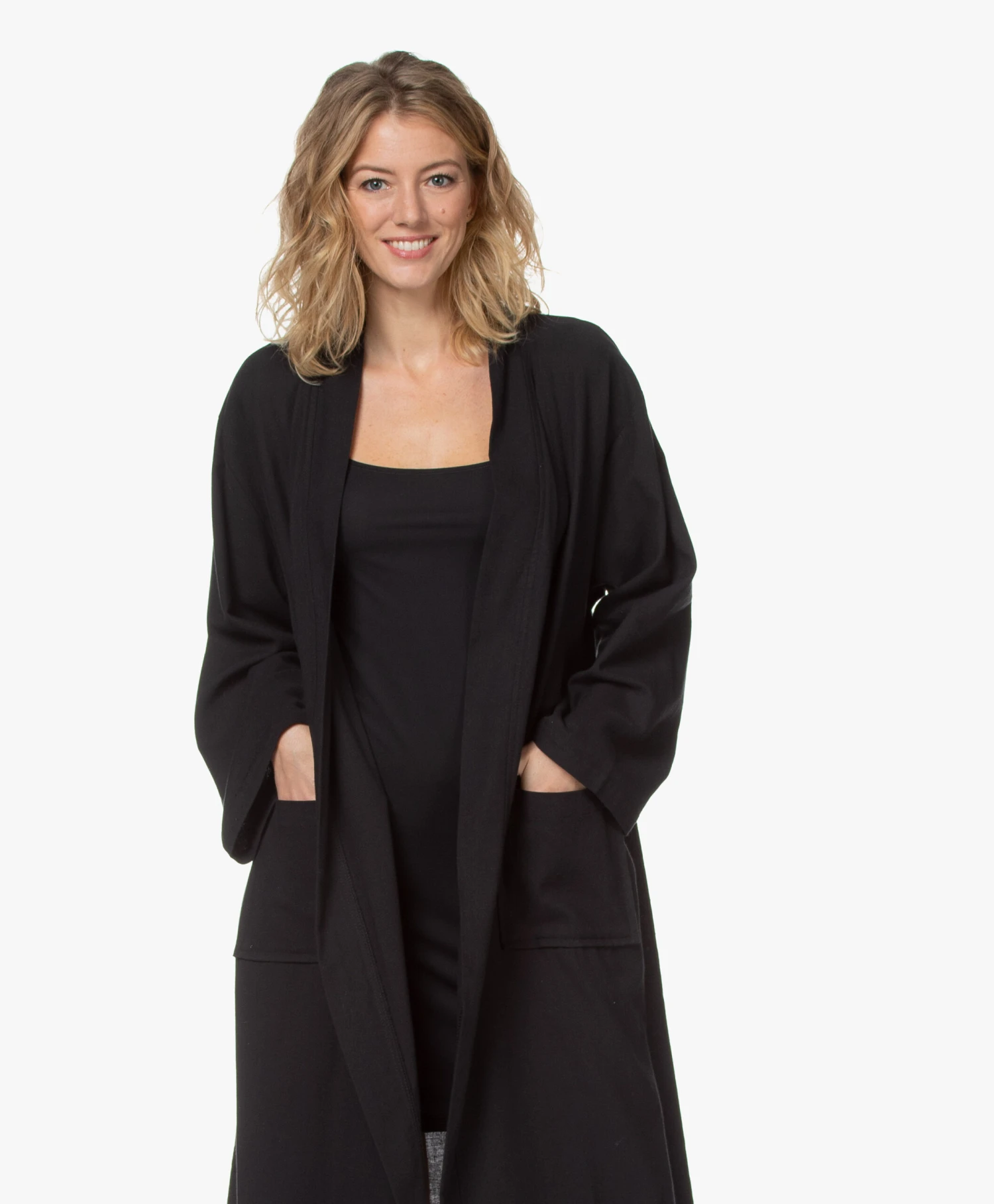 Hammam34 The Pheasant Lange Katoenen Kimono - Zwart 2 Hammam34 The Pheasant Lange Katoenen Kimono - Zwart - Afbeelding 2