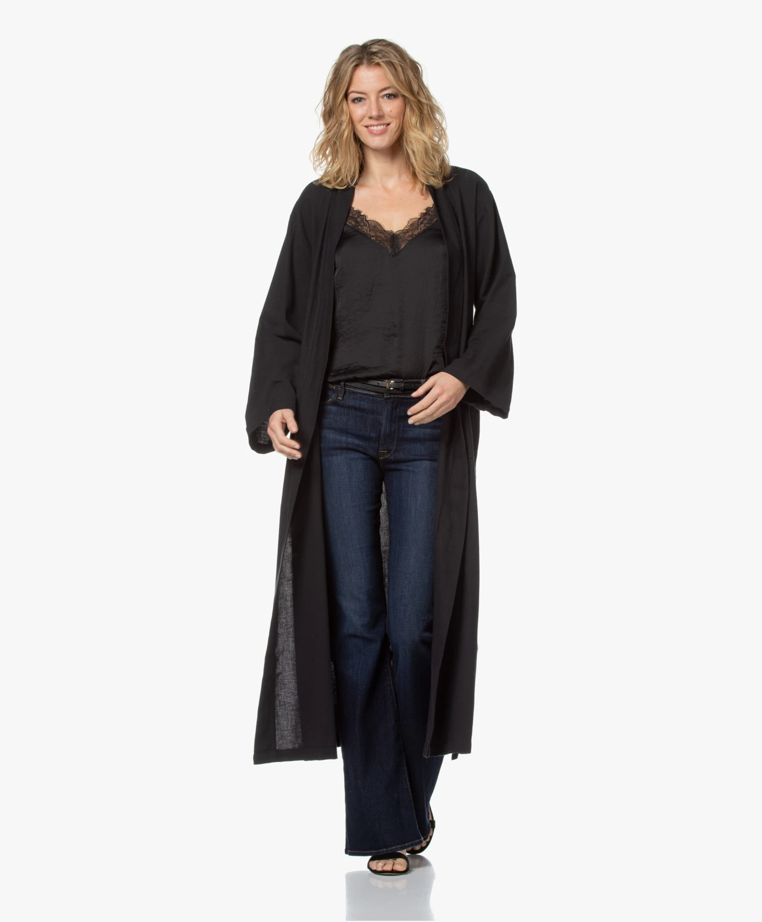 Hammam34 The Pheasant Lange Katoenen Kimono - Zwart 13 Hammam34 The Pheasant Lange Katoenen Kimono - Zwart - Afbeelding 13