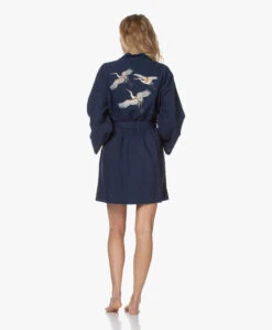Hammam34 Cranes Geborduurde Katoenen Kimono - Navy -Mode Kleding 201119 c95fd265 8b0d 4ed1 82ff fa6b2d556dcf