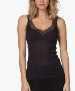 Hanro Lace Delight Top - Zwart -Mode Kleding 201202 1e2d2cda 565d 4faf b06f b471fc56c407