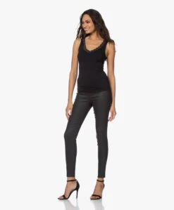 Hanro Cotton Lace V-Hals Top - Zwart -Mode Kleding 201215 8224c115 3107 47c7 8ac7 68a4610a45ad