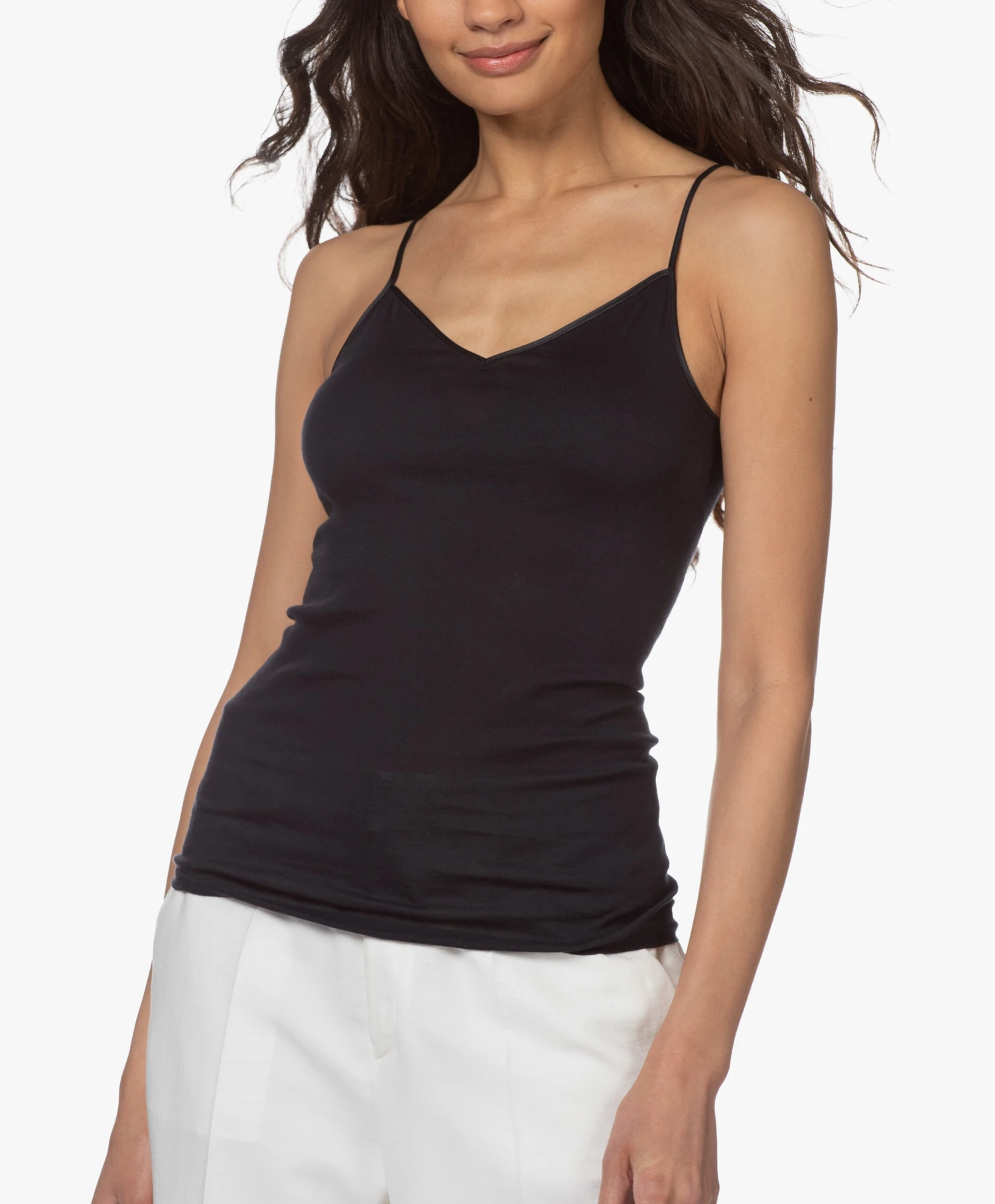 Hanro Cotton Seamless V-Hals Spaghetti Top - Zwart 12 Hanro Cotton Seamless V-Hals Spaghetti Top - Zwart - Afbeelding 12