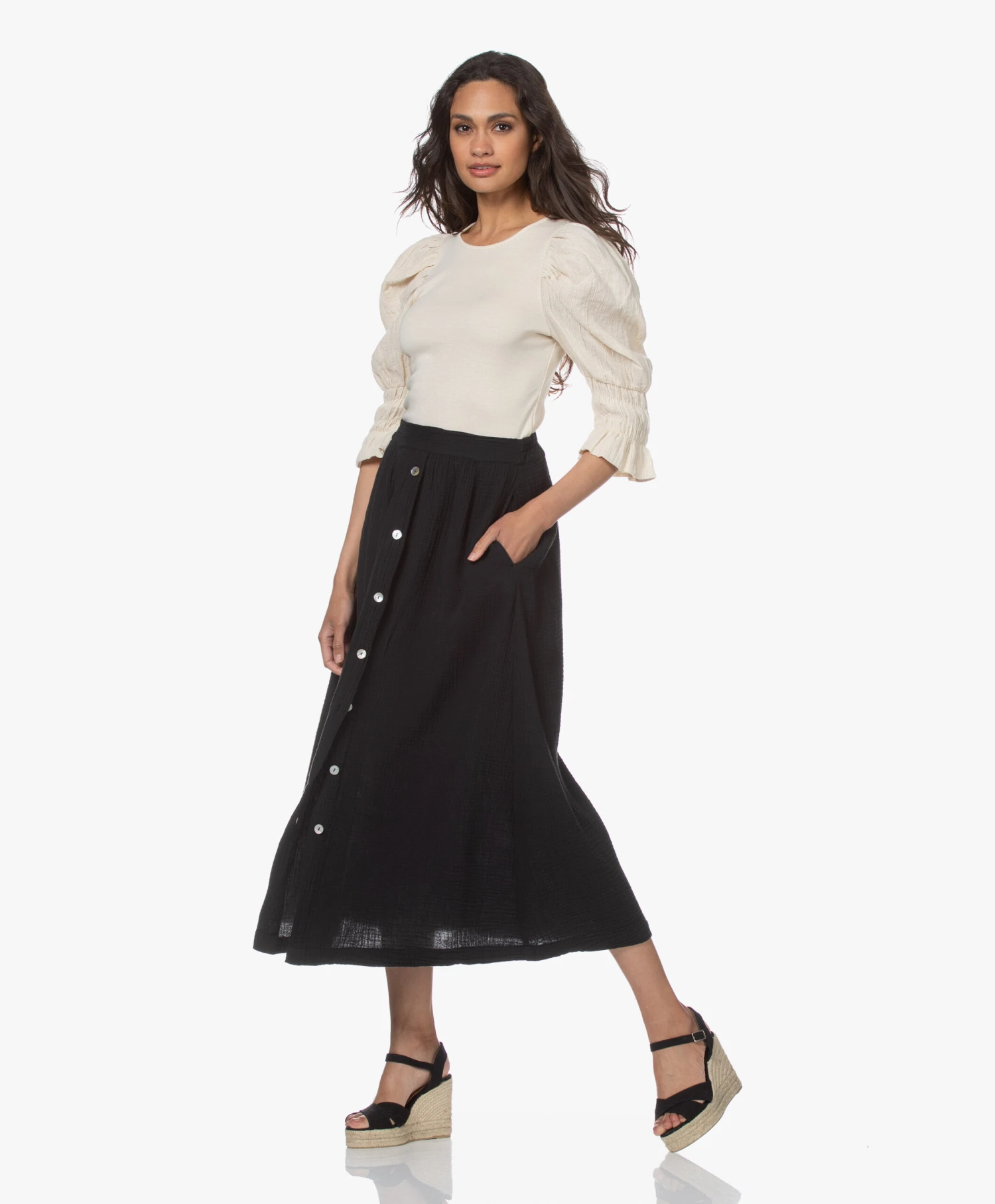 Castañer Blaudell 10,5Cm Canvas Espadrilles Met Sleehak - Zwart 2 Castañer Blaudell 10,5Cm Canvas Espadrilles Met Sleehak - Zwart - Afbeelding 2