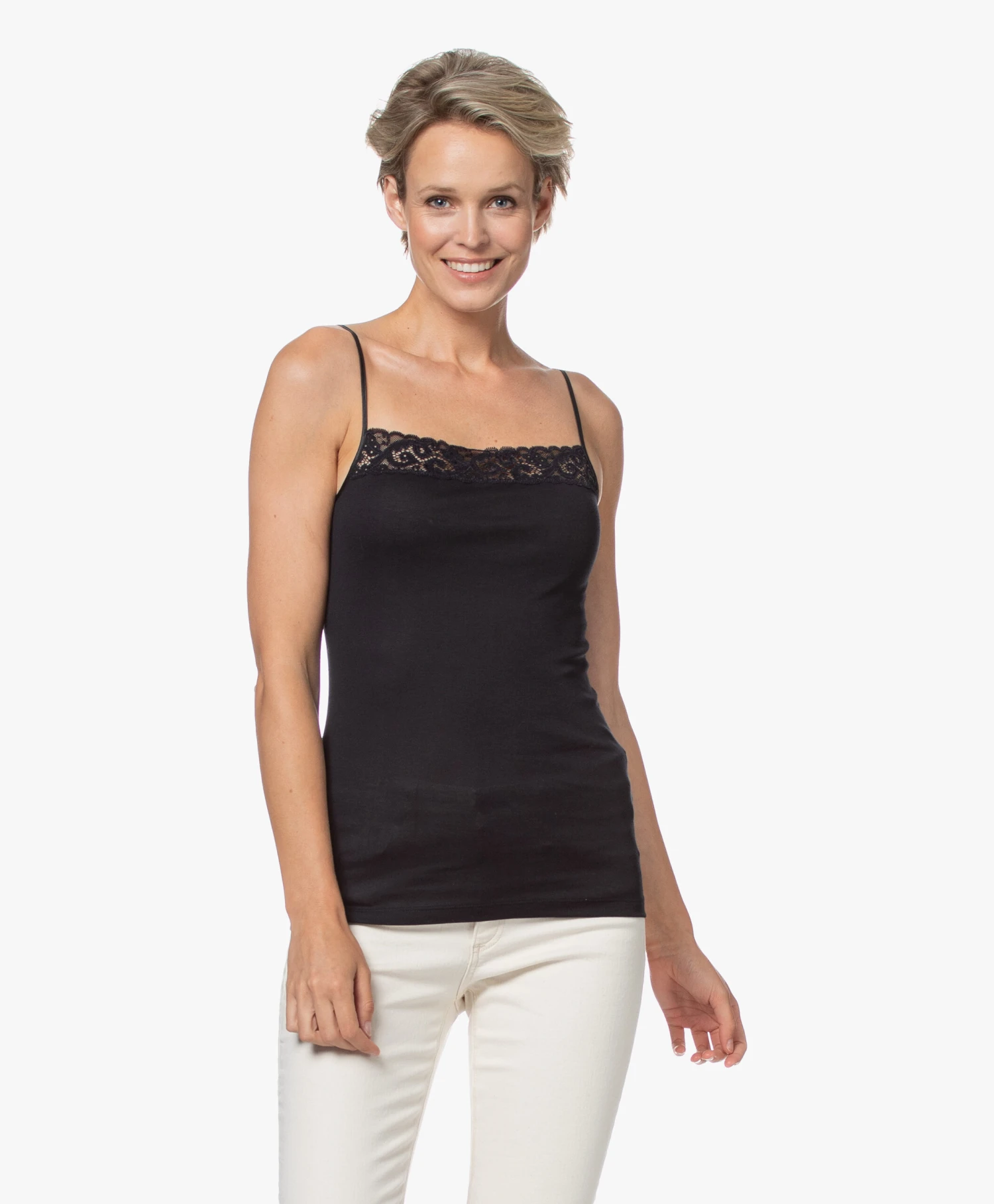 Hanro Moments Spaghetti Top - Zwart 3 Hanro Moments Spaghetti Top - Zwart - Afbeelding 3