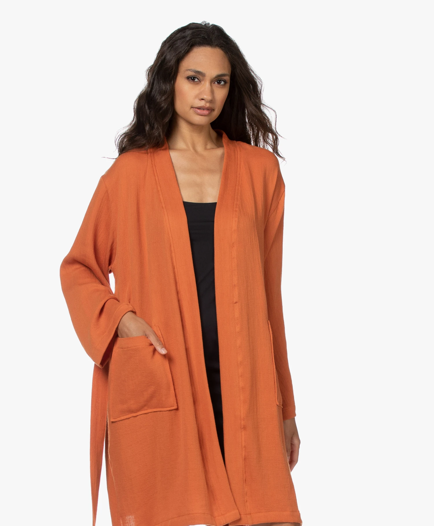 Hammam34 The Pheasant Geborduurde Katoenen Kimono - Roest Oranje 4 Hammam34 The Pheasant Geborduurde Katoenen Kimono - Roest Oranje - Afbeelding 4