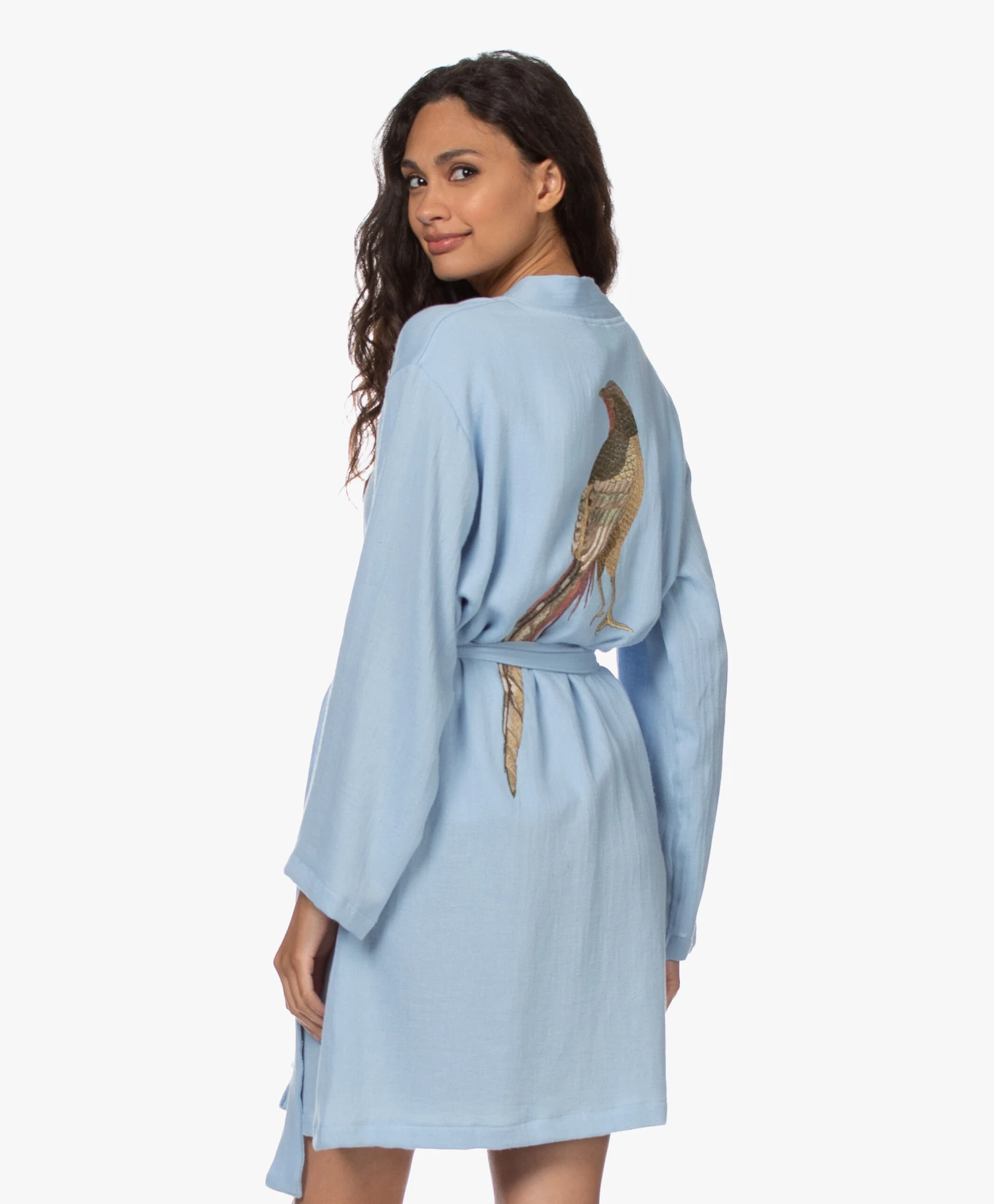 Hammam34 The Pheasant Geborduurde Katoenen Kimono - Cloud 2 Hammam34 The Pheasant Geborduurde Katoenen Kimono - Cloud - Afbeelding 2