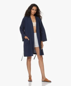 Hammam34 Cranes Geborduurde Katoenen Kimono - Navy -Mode Kleding 210715 95eb576f 2f40 4093 a0b5 4097bac33aba