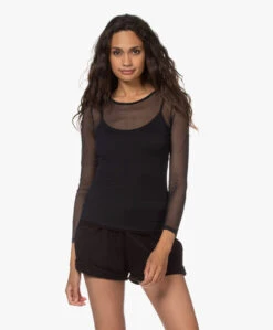 Hanro Smooth Illusion Tule Longsleeve T-Shirt - Zwart -Mode Kleding 210721 4797b785 31ef 4f47 9c26 46213cc0a1f3