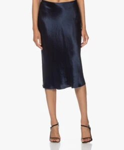 Vince Crush Satijnen Midi Rok - Coast Blue