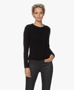 Drykorn Bajari Geribde Modal Longsleeve - Zwart -Mode Kleding 210830 619f8a7a ef00 4f55 b369 507a760cd24f