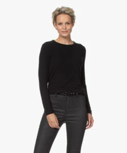 Drykorn Bajari Geribde Modal Longsleeve - Zwart