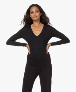 Spanx® Suit Yourself Longsleeve V-Hals Bodysuit- Zwart