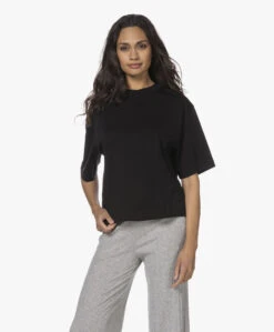 Vince Wide Crop Pima Katoenen T-Shirt - Zwart -Mode Kleding 211012 0cd0e87c c102 4a7f b4fb be5791d20421