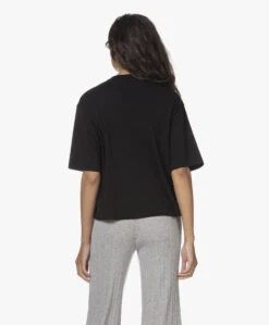 Vince Wide Crop Pima Katoenen T-Shirt - Zwart -Mode Kleding 211012 642f8ddd 3d32 4558 ad26 1b3609d8322a