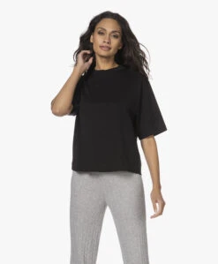 Vince Wide Crop Pima Katoenen T-Shirt - Zwart -Mode Kleding 211012 a9b6a416 6a7a 430d 87a3 acd5775f5e08