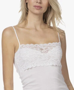Hanro Katoenen Moments Spaghetti Top - Wit -Mode Kleding 211102 5c21a03d 1ba0 4465 875d 3bd8e51b00bb