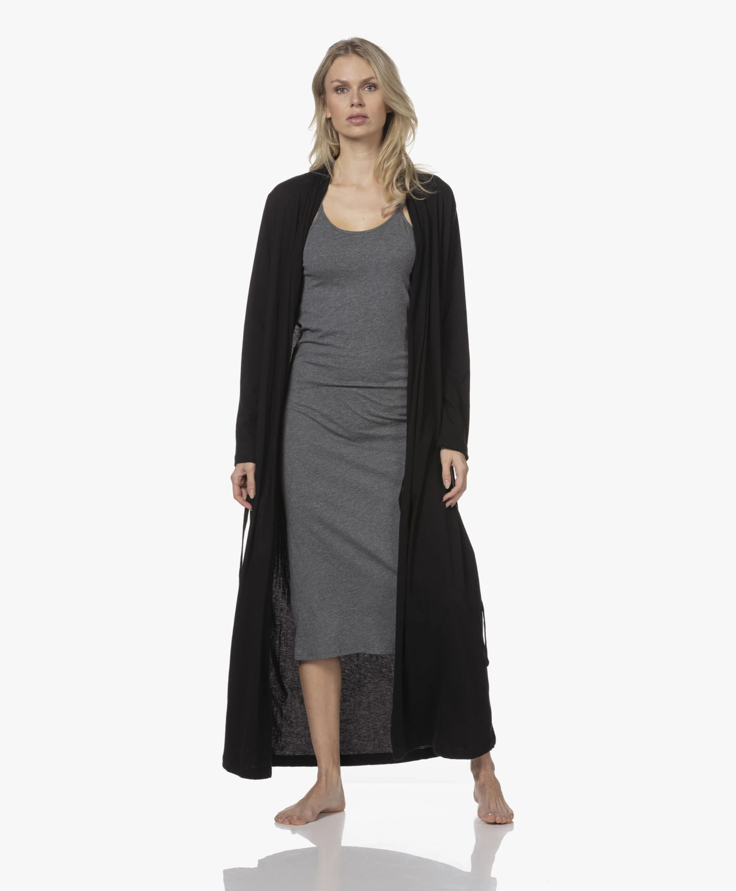 Skin Kathryn Pima Katoenen Jersey Badjas - Zwart 9 Skin Kathryn Pima Katoenen Jersey Badjas - Zwart - Afbeelding 9