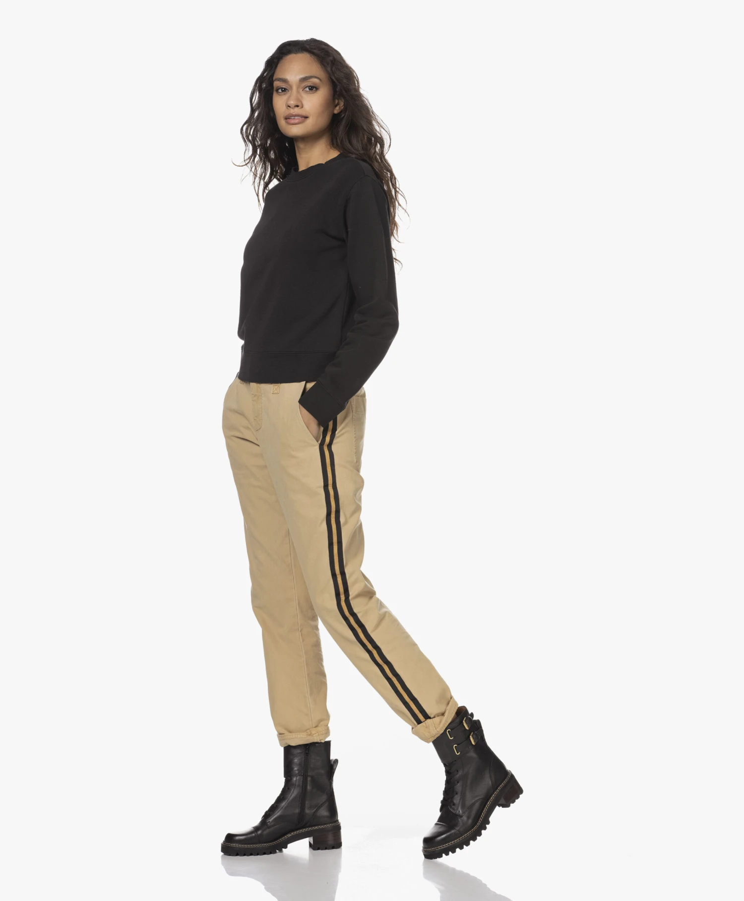 Vince Essential Katoenmix Cropped Sweatshirt - Zwart 6 Vince Essential Katoenmix Cropped Sweatshirt - Zwart - Afbeelding 6