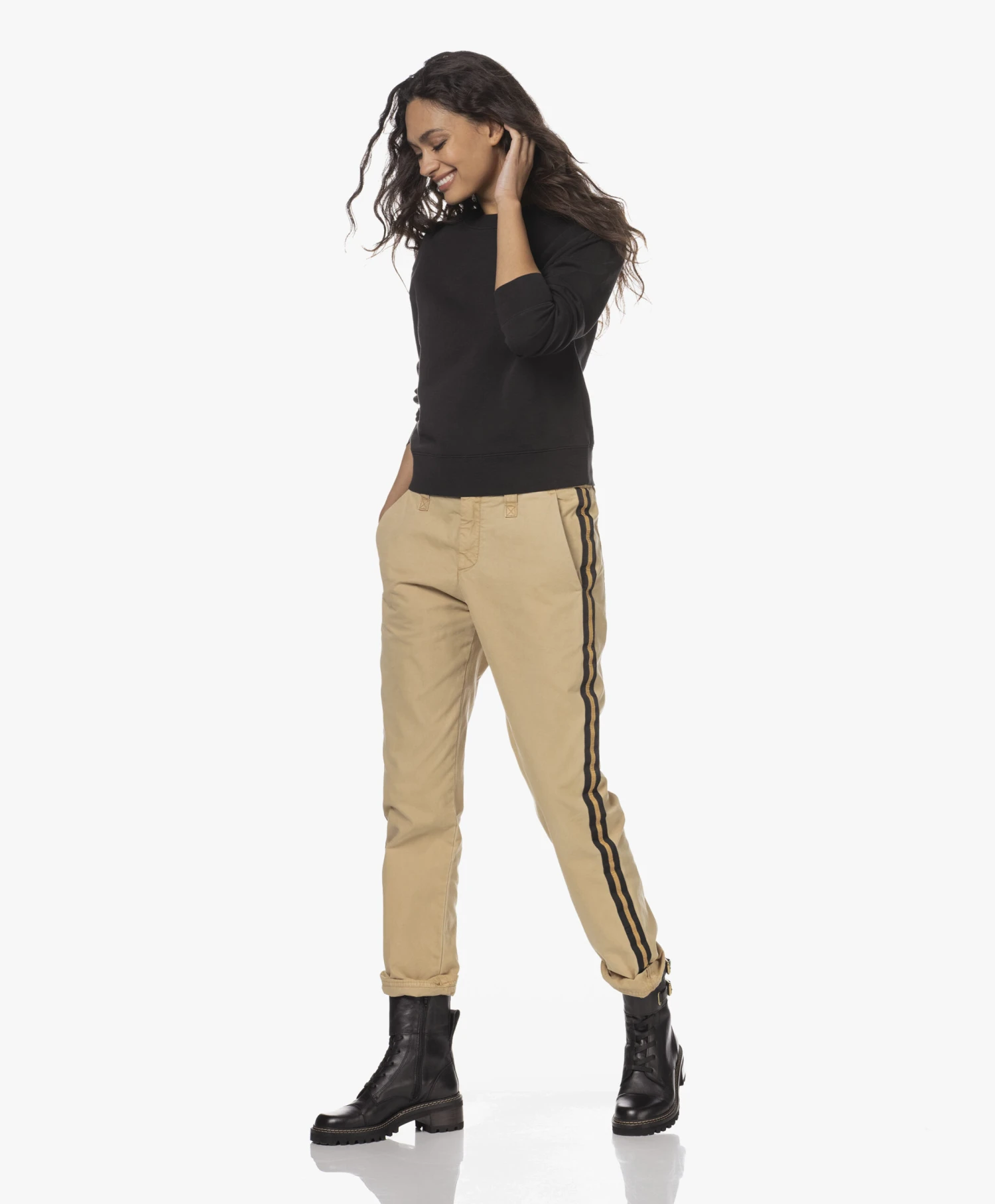 Vince Essential Katoenmix Cropped Sweatshirt - Zwart 5 Vince Essential Katoenmix Cropped Sweatshirt - Zwart - Afbeelding 5